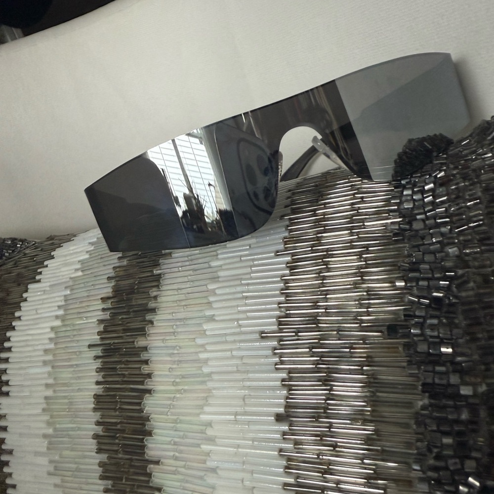 Balenciaga shield sunglasses silver metallic
